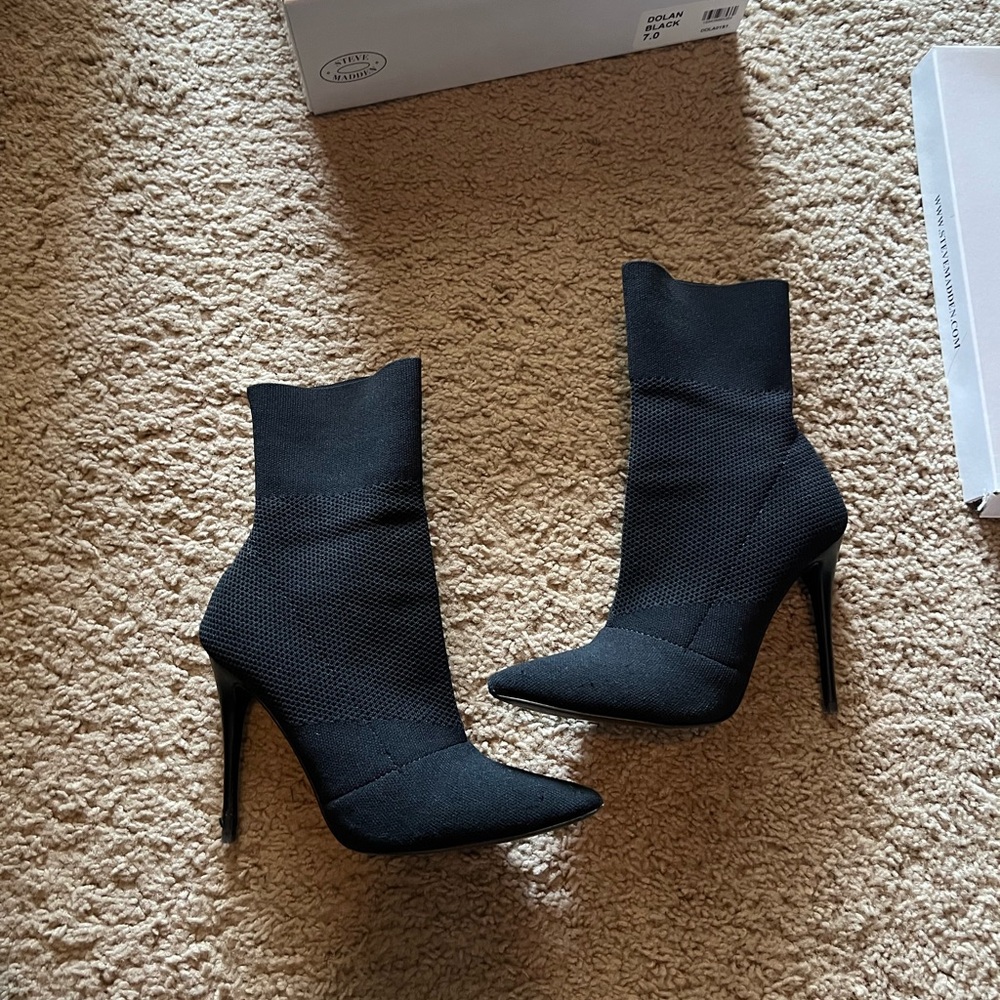 Steve Madden Black Heeled Boots Stiletto Style